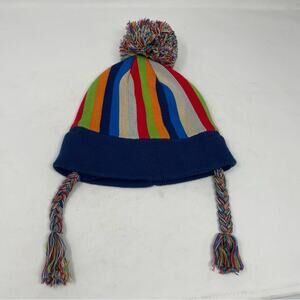 Hanna Anderson Navy Muti Color Pom  Pom Winter Hat Small